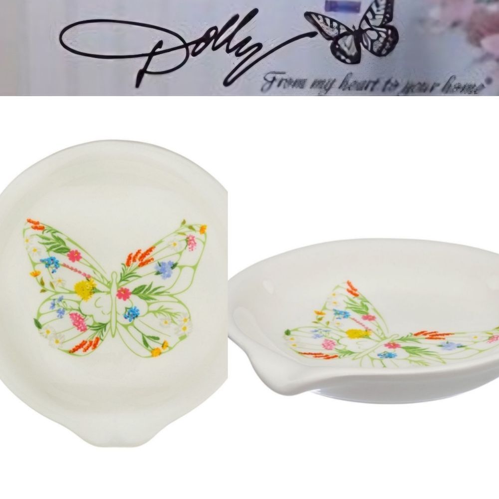 Dolly Parton Floral Butterfly Spoon Rest- Green